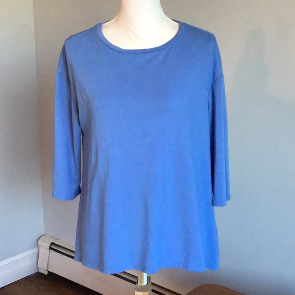 PHILOSOPHY BLUE CREW NECK LONG SLEEVE TOP